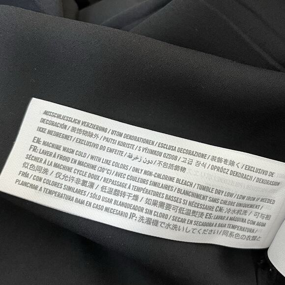 Abercrombie & Fitch Cinched V Neck Slip Midi Dress Size L Black Side Slit Gothic - Picture 7 of 7